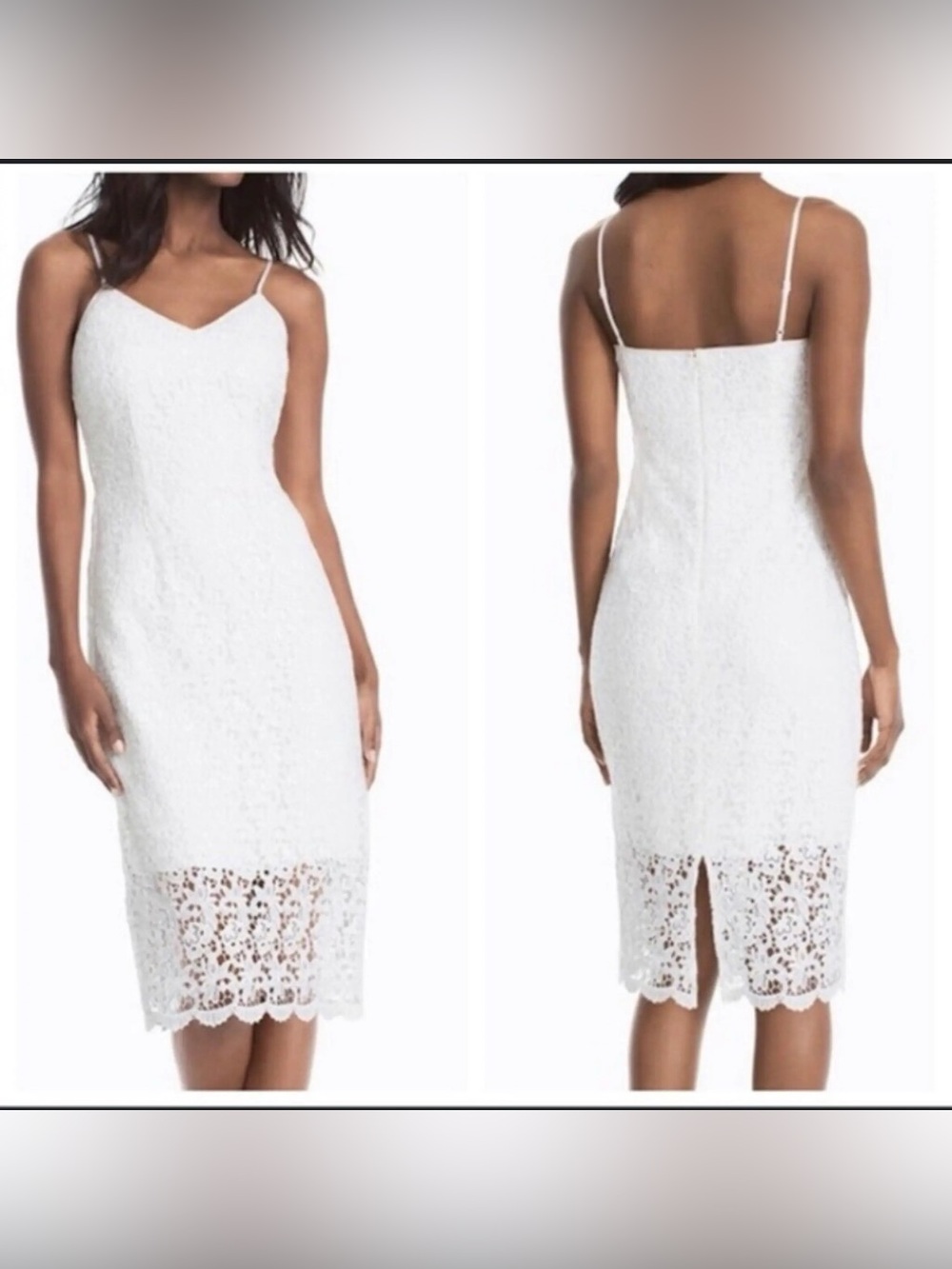 White House Black Market White Lace Midi Slip Dress